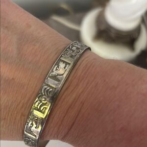 Taxco Mexico antique carved silver bangle